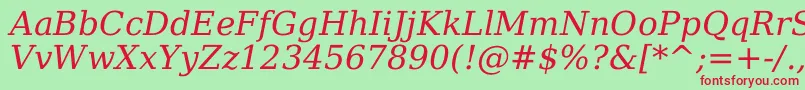 Fonte Dejavuserif Italic – fontes vermelhas em um fundo verde