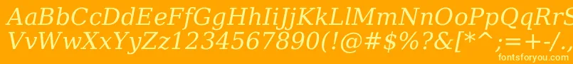 Dejavuserif Italic-Schriftart – Gelbe Schriften auf orangefarbenem Hintergrund