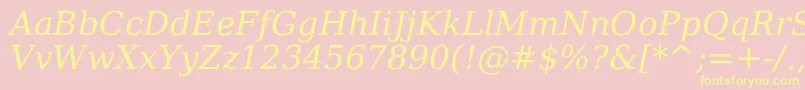 Dejavuserif Italic-Schriftart – Gelbe Schriften auf rosa Hintergrund