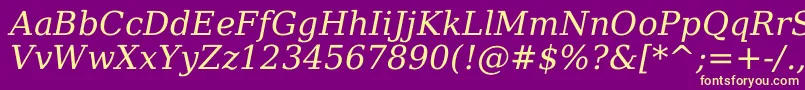 Fonte Dejavuserif Italic – fontes amarelas em um fundo roxo