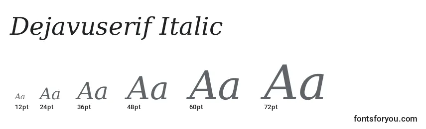 Dejavuserif Italic-fontin koot