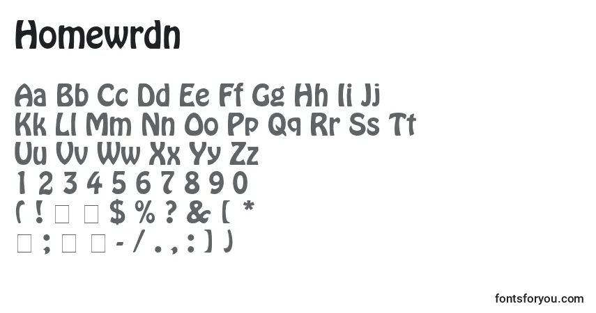 Homewrdn-fontti – aakkoset, numerot, erikoismerkit