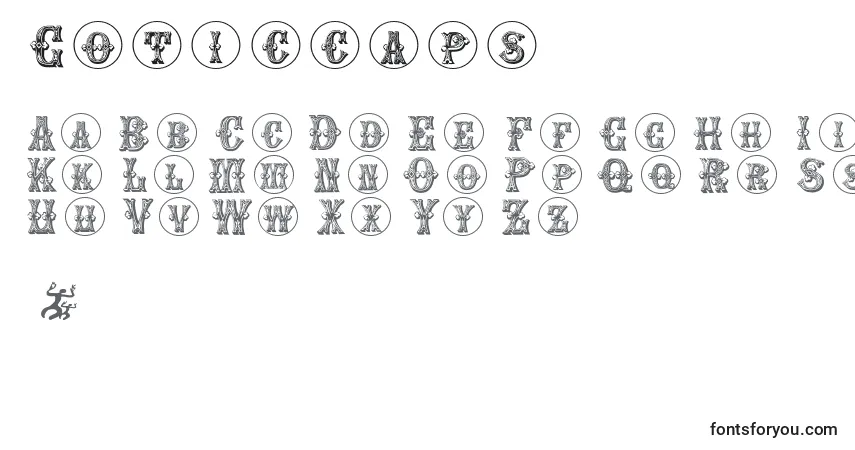 Czcionka Goticcaps – alfabet, cyfry, specjalne znaki