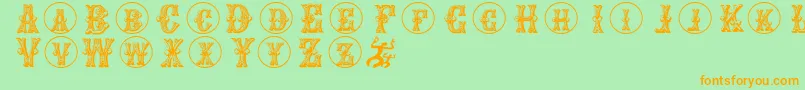 Goticcaps Font – Orange Fonts on Green Background