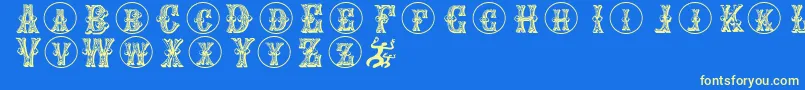 Goticcaps Font – Yellow Fonts on Blue Background