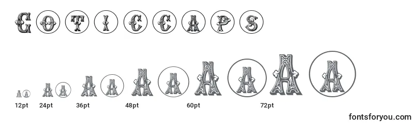 Размеры шрифта Goticcaps