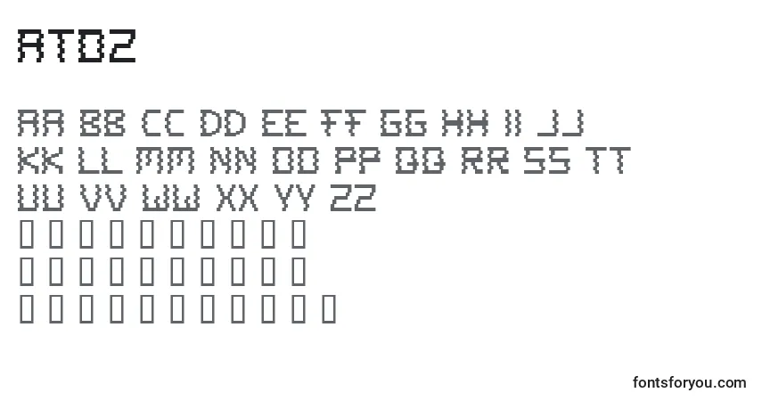 Czcionka Atoz – alfabet, cyfry, specjalne znaki