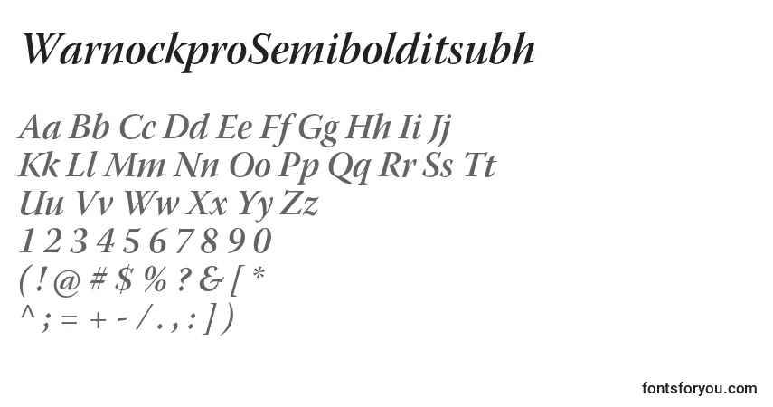 Czcionka WarnockproSemibolditsubh – alfabet, cyfry, specjalne znaki