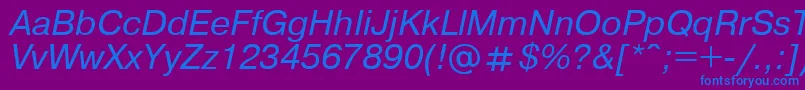 フォントPragm10 – 紫色の背景に青い文字