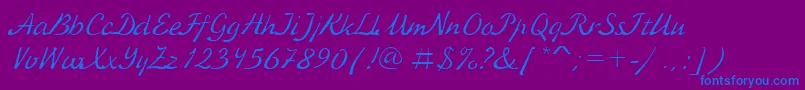 KursivcRegular-fontti – siniset fontit violetilla taustalla