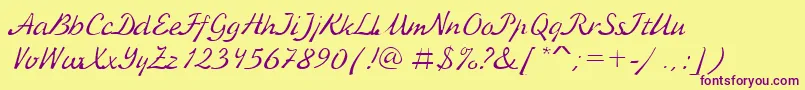 KursivcRegular Font – Purple Fonts on Yellow Background