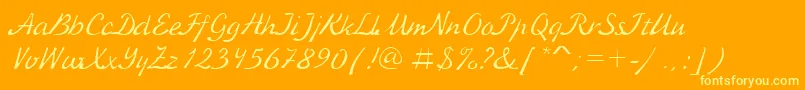 KursivcRegular-Schriftart – Gelbe Schriften auf orangefarbenem Hintergrund