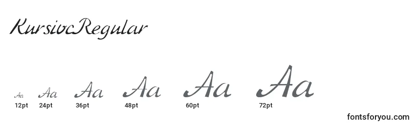 Размеры шрифта KursivcRegular