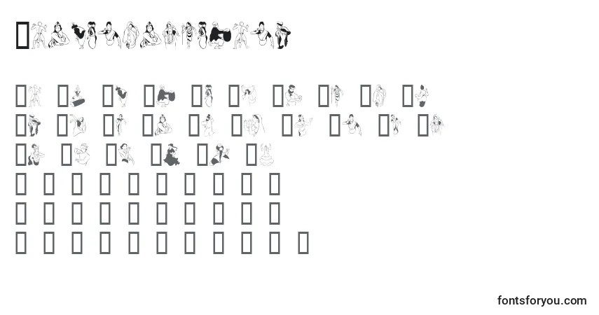 Schriftart Dancerinthedark – Alphabet, Zahlen, spezielle Symbole