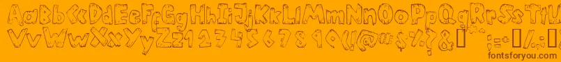 Heltsn-Schriftart – Braune Schriften auf orangefarbenem Hintergrund