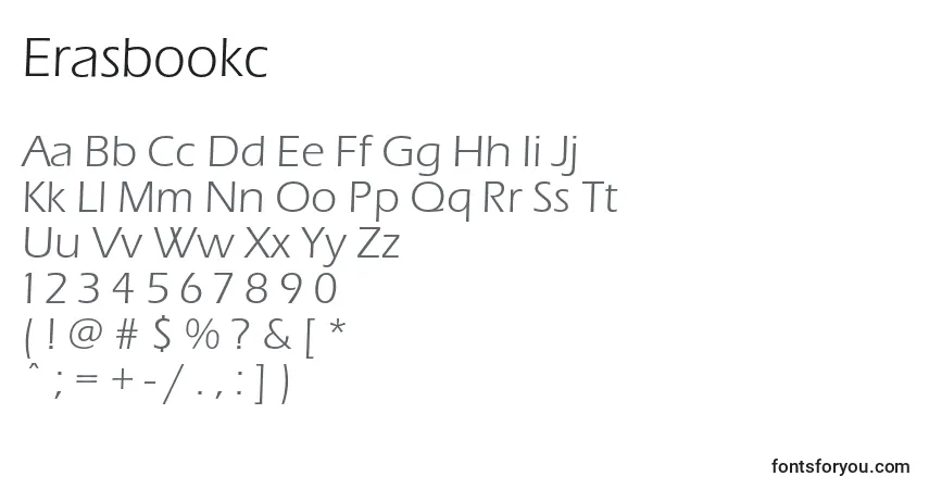 Czcionka Erasbookc – alfabet, cyfry, specjalne znaki