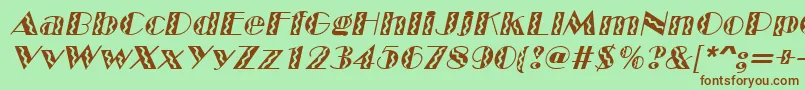 フォントMarqueeflashItalic – 緑の背景に茶色のフォント