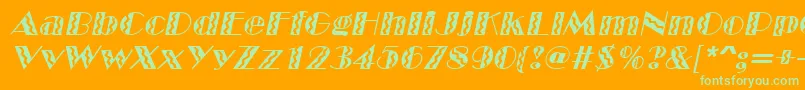 MarqueeflashItalic-Schriftart – Grüne Schriften auf orangefarbenem Hintergrund