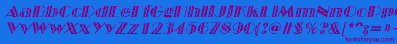 Weitere Informationen zur MarqueeflashItalic-Schriftart MarqueeflashItalic-Schriftart – Violette Schriften auf blauem Hintergrund