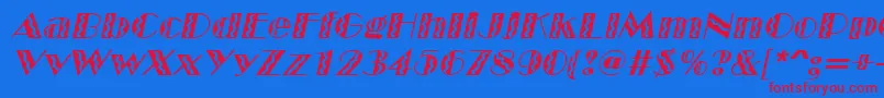 MarqueeflashItalic Font – Red Fonts on Blue Background