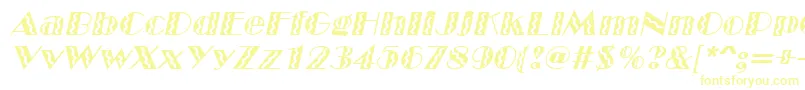 Fonte MarqueeflashItalic – fontes amarelas em um fundo branco