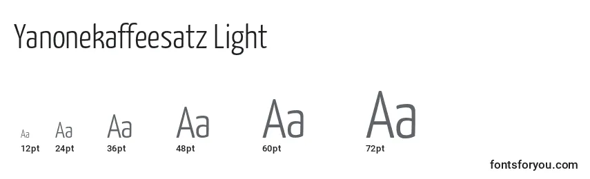 Размеры шрифта Yanonekaffeesatz Light