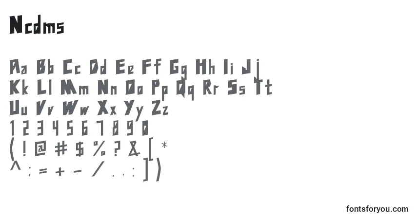 Ncdms-fontti – aakkoset, numerot, erikoismerkit
