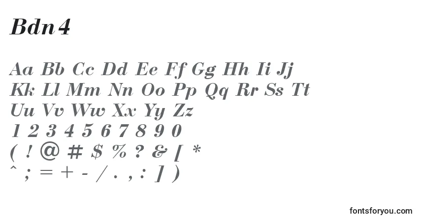 A fonte Bdn4 – alfabeto, números, caracteres especiais