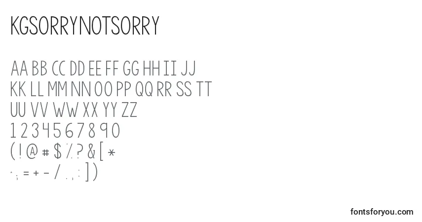 Schriftart Kgsorrynotsorry – Alphabet, Zahlen, spezielle Symbole