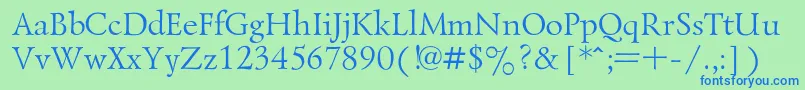 LazurskiRegular-Schriftart – Blaue Schriften auf grünem Hintergrund