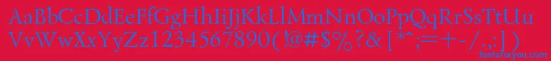 フォントLazurskiRegular – 赤い背景に青い文字