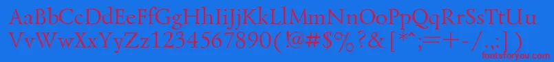 フォントLazurskiRegular – 赤い文字の青い背景