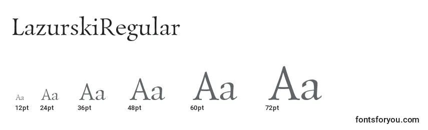 Размеры шрифта LazurskiRegular