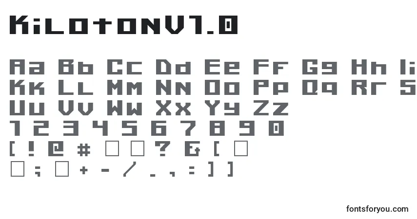 KilotonV1.0-fontti – aakkoset, numerot, erikoismerkit