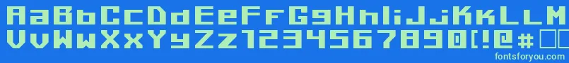 フォントKilotonV1.0 – 青い背景に緑のフォント