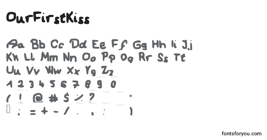 Schriftart OurFirstKiss (36540) – Alphabet, Zahlen, spezielle Symbole