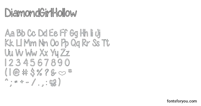 Шрифт DiamondGirlHollow – алфавит, цифры, специальные символы