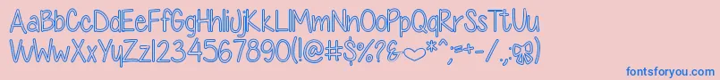 DiamondGirlHollow-fontti – siniset fontit vaaleanpunaisella taustalla