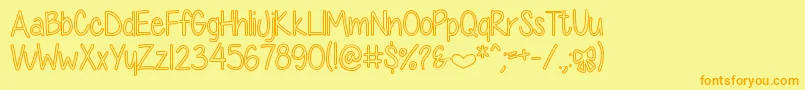 フォントDiamondGirlHollow – オレンジの文字が黄色の背景にあります。