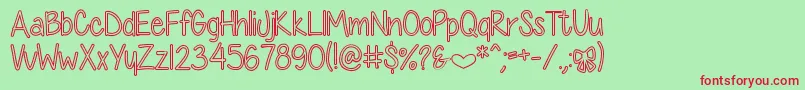 DiamondGirlHollow Font – Red Fonts on Green Background