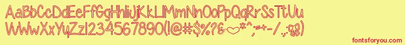 DiamondGirlHollow-Schriftart – Rote Schriften auf gelbem Hintergrund