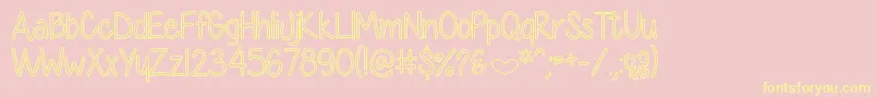 DiamondGirlHollow-Schriftart – Gelbe Schriften auf rosa Hintergrund