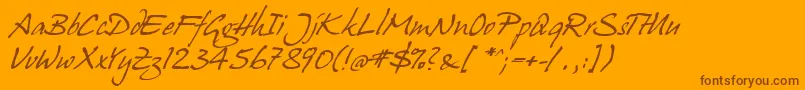 Fonte JuergenItalic – fontes marrons em um fundo laranja