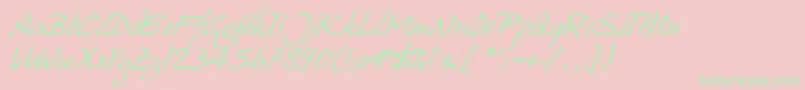 JuergenItalic Font – Green Fonts on Pink Background