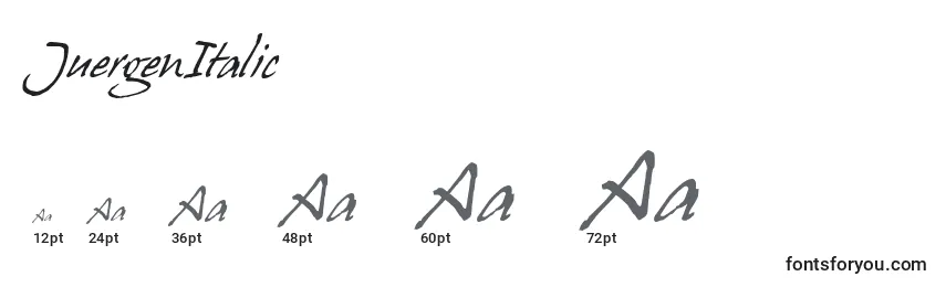 Размеры шрифта JuergenItalic