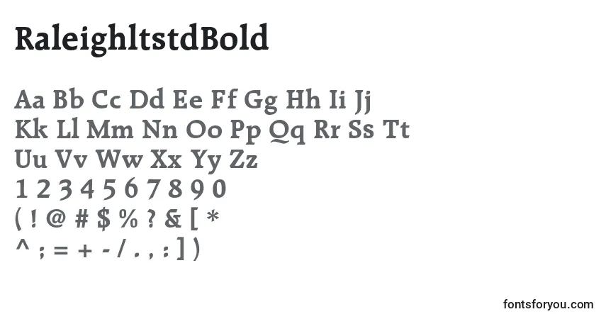 Czcionka RaleighltstdBold – alfabet, cyfry, specjalne znaki