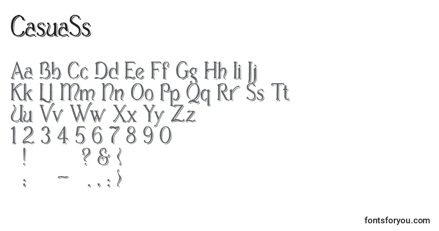 A fonte CasuaSs – alfabeto, números, caracteres especiais