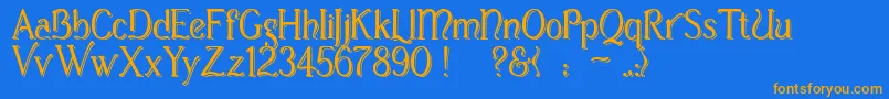 フォントCasuaSs – オレンジ色の文字が青い背景にあります。