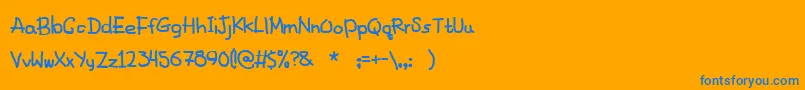 フォントFancyFootwork2 – オレンジの背景に青い文字