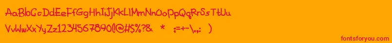 フォントFancyFootwork2 – オレンジの背景に赤い文字